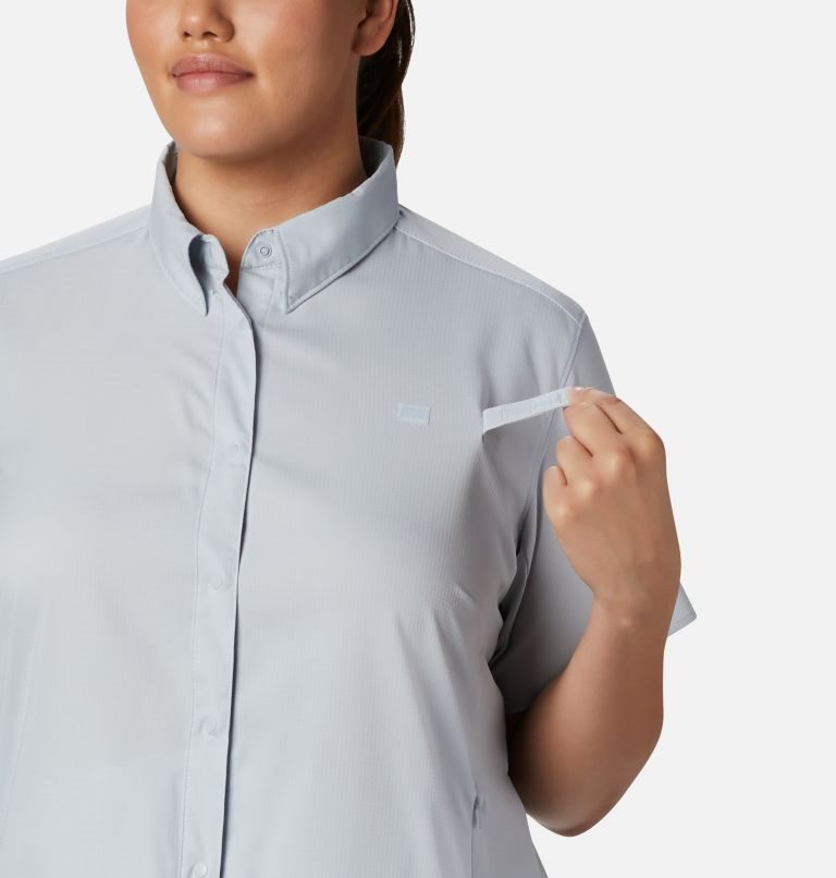 Women's Columbia PFG Tamiami II Short Sleeve Shirts Light Grey | Plus Size CA-G8413